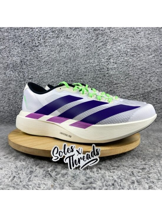 Adidas Adizero Evo SL Size 12 Men Running White Purple Lime Blast JS4495 main image 4